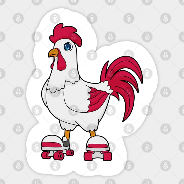 Rooster at Inline skating with Roller skates Sticker by Markus Schnabel